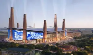 Nowy stadion dla klubu z Birmingham, z charakterystycznymi kominami i wielkimi ekranami.