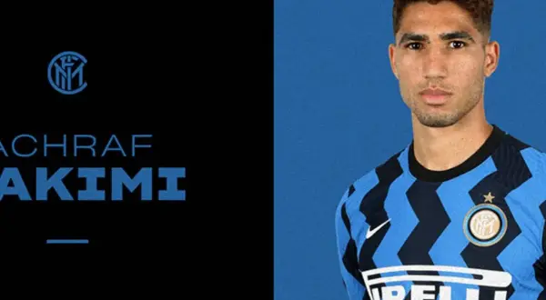 Achraf Hakimi w koszulce Interu Mediolan. Jego obecne drużyny to Inter i reprezentacja Maroka.