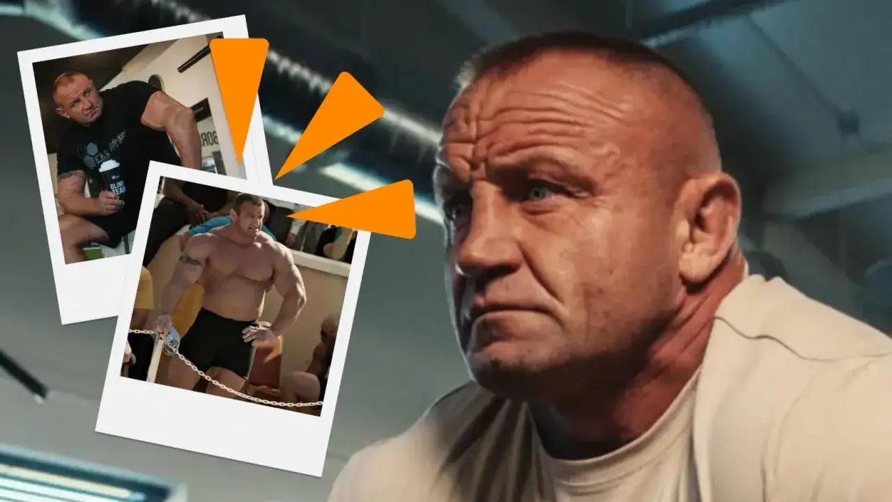 Mariusz Pudzianowski w formie. Czy Mariusz Pudzianowski ma żonę? Na zdjęciach widać jego siłę, ale nie odpowiedź na to pytanie.